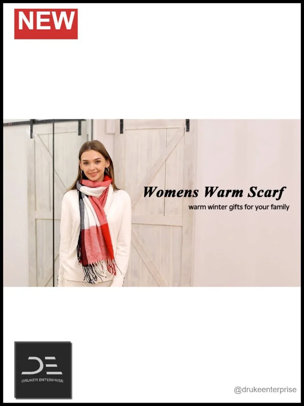 Oversized Plaid Winter Scarf Shawl Wrap Long Warm Cashmere-like Acrylic